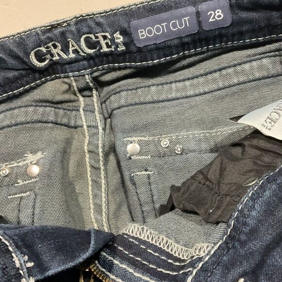 Grace in LA Embellished Boot Cut Denim Jeans - Picture 4 of 7